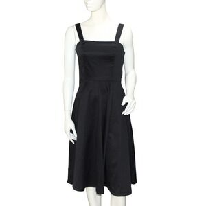 Hearts & Roses Black Fit & Flare Midi Dress Strappy US 6